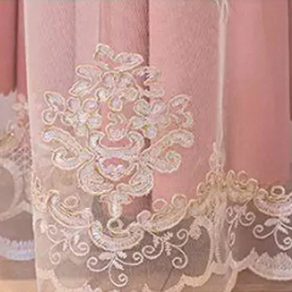 Luxury European Double Layer Embroidered Valance Curtains