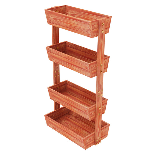 Four Tier Solid Wood Raised Garden Bed With Removable Planters