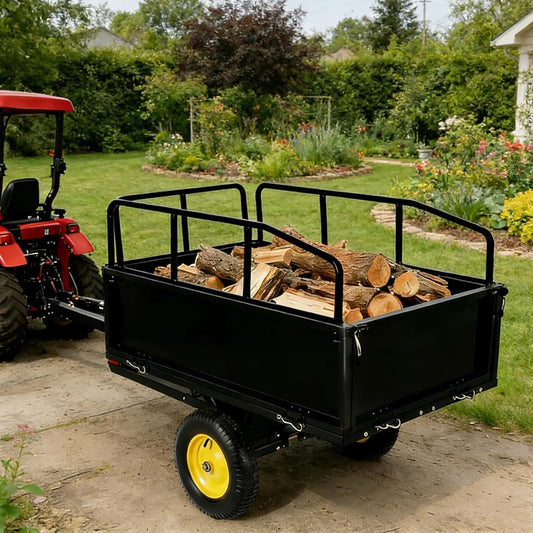 HiMISS Steel Dump Cart With Removable Sides For Garden Use
