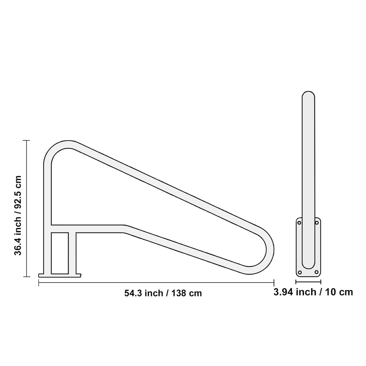 SucceBuy Stainless Steel Pool Handrail With Base Plate For Decks