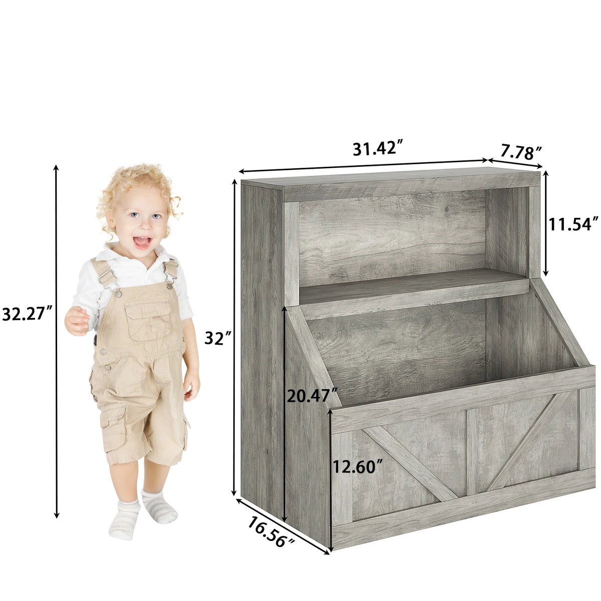 Kids Wooden Bookshelf And Toy Storage Organizer For Nursery