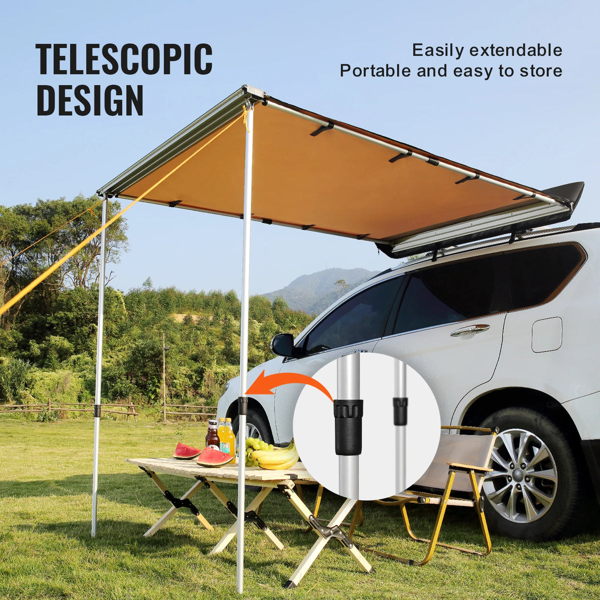 SucceBuy Retractable Car Side Awning With Storage Bag