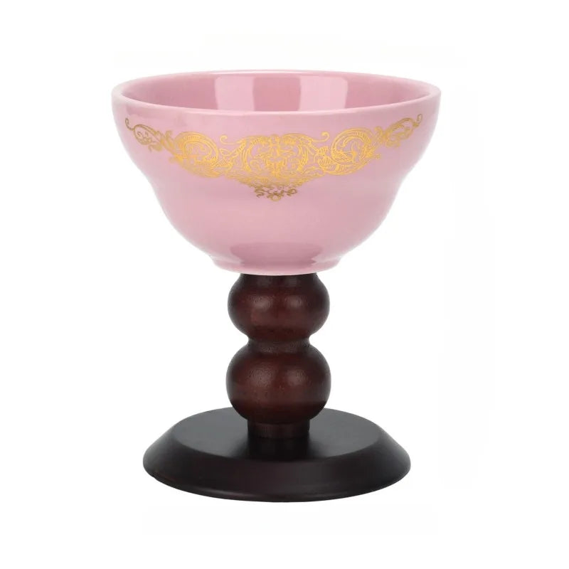Elegant Ceramic Tea Light Candle Holder With Wooden Pedestal