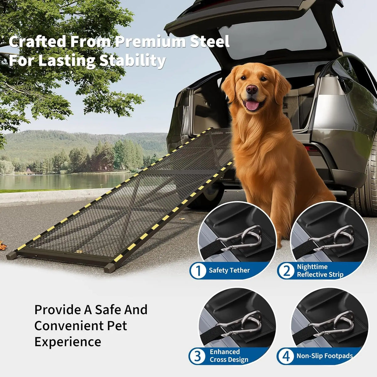 HiMISS Collapsible Dog Ramp For Vehicles With Carry Handle