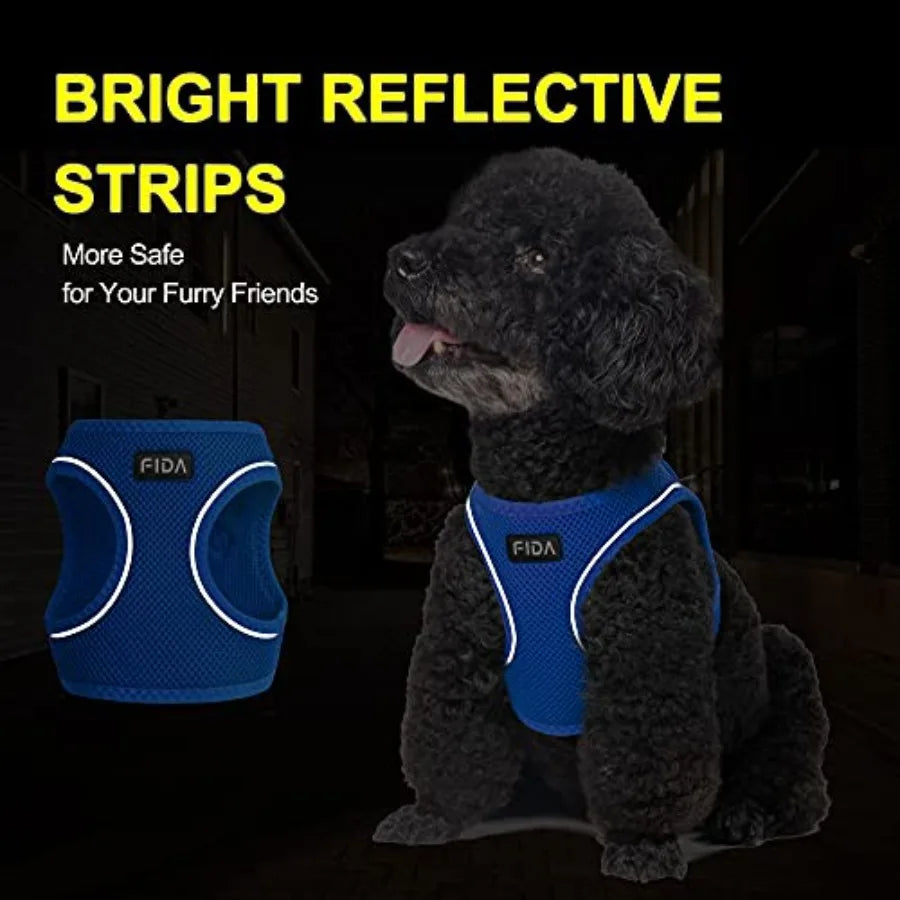 Adjustable Soft Mesh Dog Harness With Reflective Leash