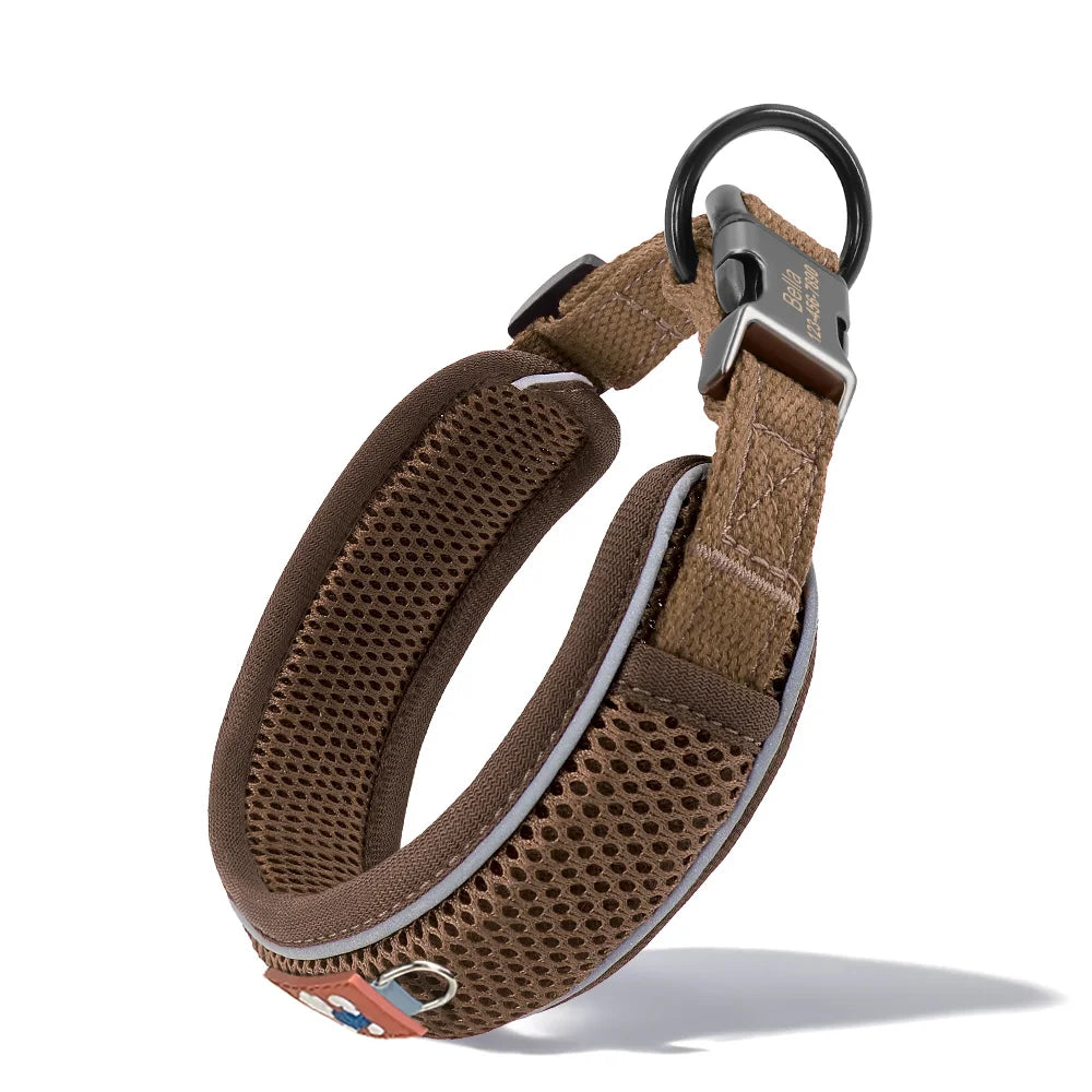 Personalized Mesh Dog Collar With Free Engraving And Reflective Design