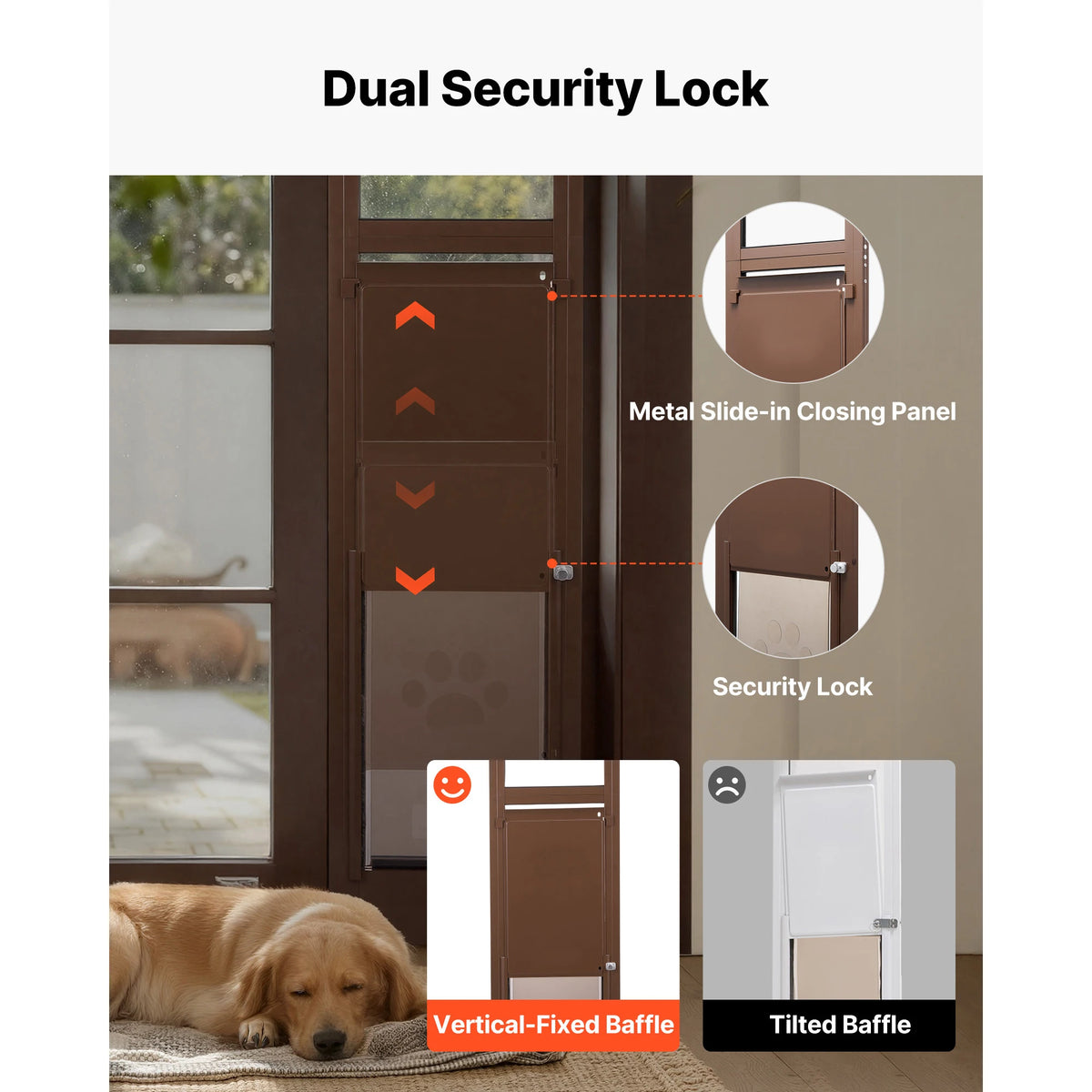 SucceBuy Aluminum Alloy Sliding Glass Pet Door With Lock