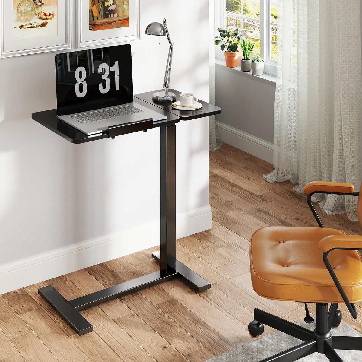 JHK Adjustable Overbed Desk With Tilt Top And Wheels